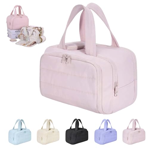 Elouva Toiletry Bag,Large Capacity Travel Cosmetic Bag for Women,Multifunktionale Leichte Make-up Taschen Für Frauen, Weit Offene Reisetasche Für Frauen,Wasserabweisende Make-up-Kosmetiktasche-E von mzvoo
