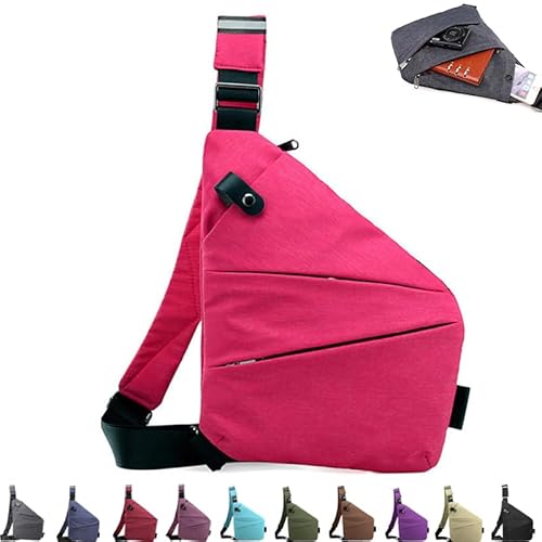 mzvoo Persönliche Flex-Tasche,diebstahlsichere Umhängetasche Damen,personal Flex Bag for Women,Side Slim Sling Bagflight Bags for Women-pink||Left shoulder von mzvoo