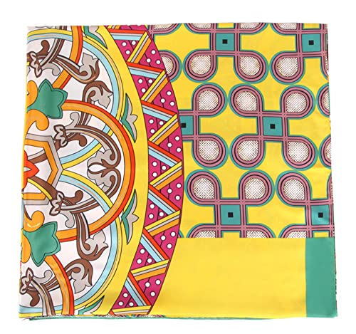 n Damen Seidenschal Elegant Seidentücher mit Kunstdruck Frauen Seiden Satin Quadrat Schal Halstuch Tücher Scarves, 135x135cm von n\c