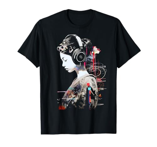 Anime Zeichnung Frauen Kunst Grafik Geometrisch Heaphone Anime T-Shirt von @n!mY