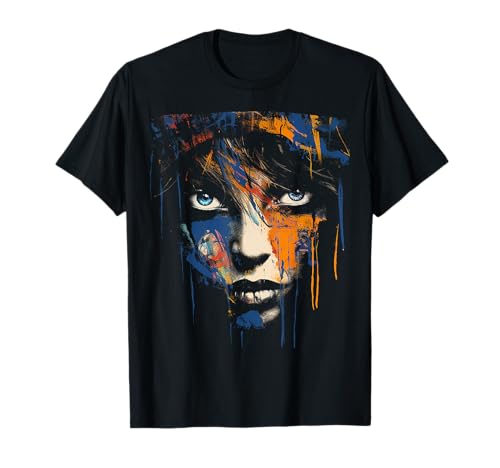 Frauen Malerei Kunst Gesicht Portrait Mädchen Motiv Anime T-Shirt von @n!mY