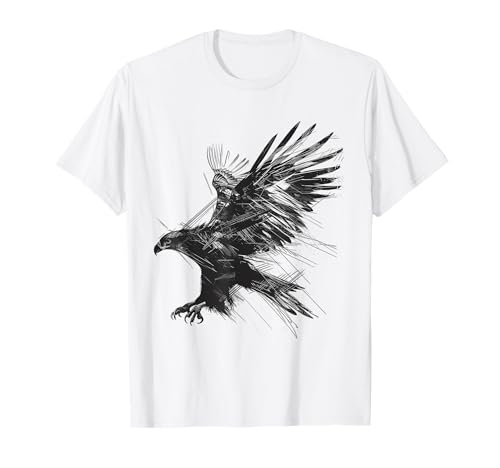Adler Tier Druck Motiv Zeichnung Kunst Abstrakt Adler T-Shirt von @n!mal