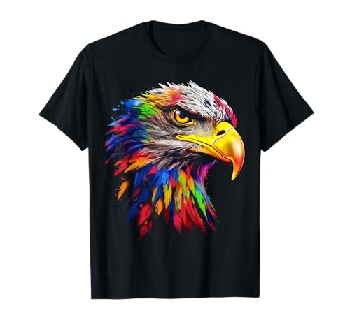Adlergesicht Kunst Tier bunt Druck Grafik Vogel Adler T-Shirt von @n!mal