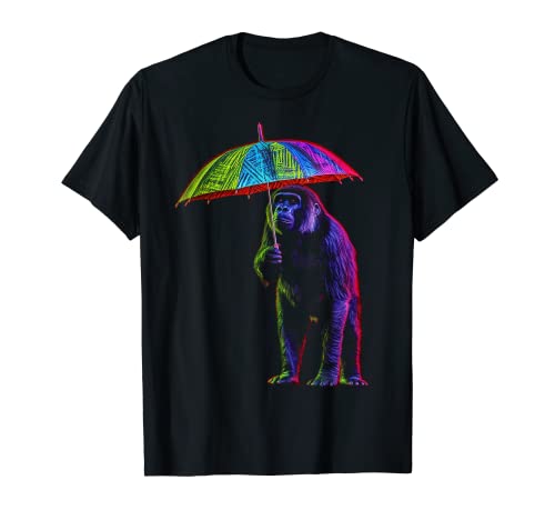 Affe Regenschirm Bunt Kreativ Zoo Tier Kunstwerk Affe T-Shirt von @n!mal