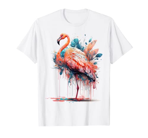 Flamingo Blumen Vogel Kunst Tier Druck Flamingo T-Shirt von @n!mal