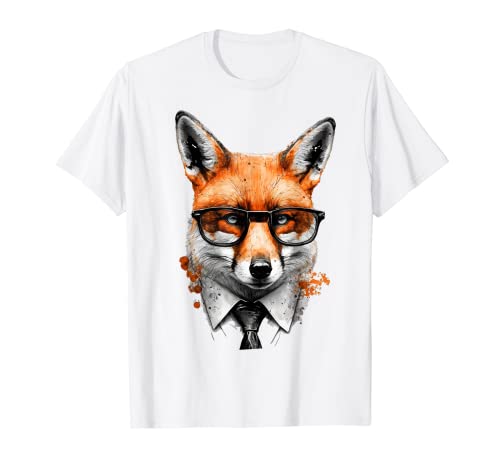 Fuchs Brille Büro Tier Druck Kunst Fuchs T-Shirt von @n!mal
