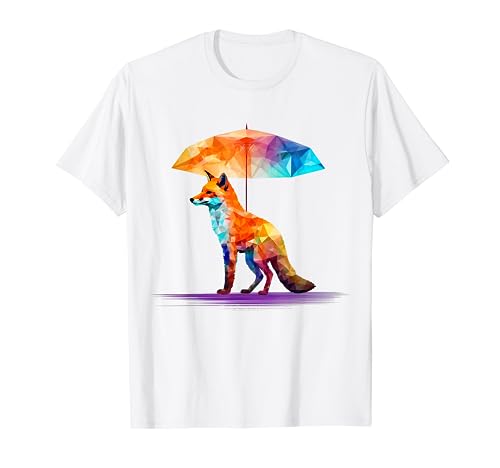 Fuchs Regenschirm Kunstwerk | Polygon Bunte Tier Fuchs T-Shirt von @n!mal