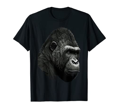 Gorilla Affe Polygon Geometrisch Tiere Druck Kunst T-Shirt von @n!mal