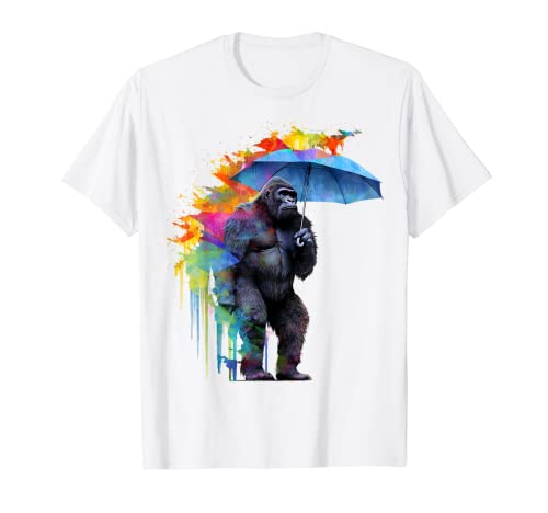 Gorilla Regenschirm Kunstwerk Bunt - Tier Affe Zoo Gorilla T-Shirt von @n!mal