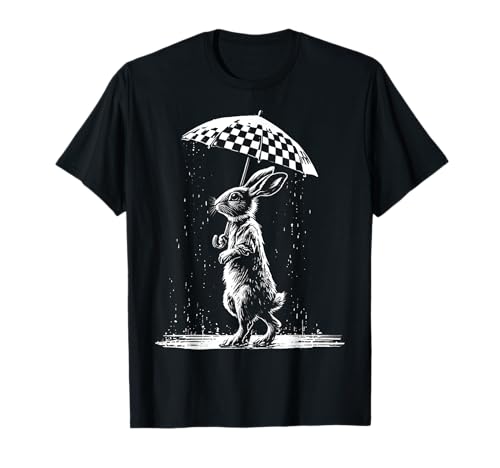 Kaninchen hält Regenschirm Wanderer Kunstwerk Tiermotiv Kaninchen T-Shirt von @n!mal