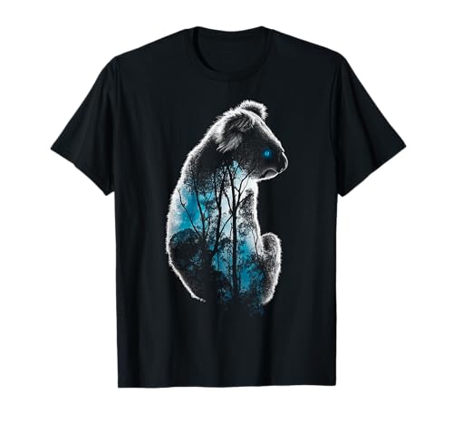 Koala Wald Druck Tier Blaue Augen Grafik Kunst T-Shirt von @n!mal