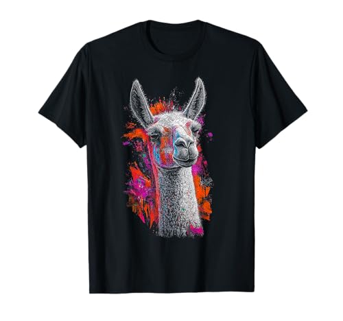 Lama Malerei Druck Kunst Tierliebhaber Abstraktes Kunstwerk Lama T-Shirt Lama Malerei Druck Kunst Tierliebhaber Abstraktes Kunstwerk Lama T-Shirt von @n!mal