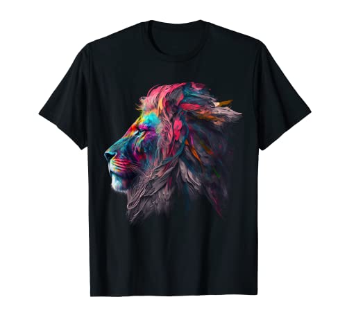 Löwe Bunt Tier Druck Kunst Tierliebhaber Löwe T-Shirt von @n!mal