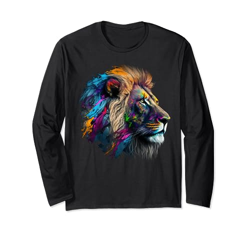 Löwe Tier Druck Kunst Tierliebhaber Bunt Löwe Langarmshirt Löwe Tier Druck Kunst Tierliebhaber Bunt Löwe Langarmshirt von @n!mal