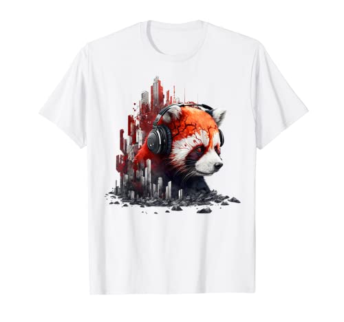 Roter Panda Musik Architektur Tier Druck Kunst T-Shirt von @n!mal