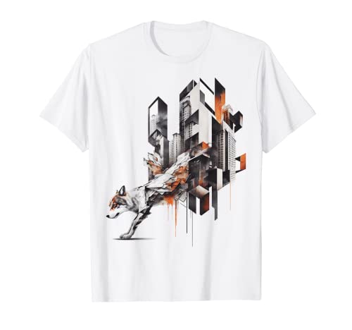 Wolf Architektur Tier Druck Kunst Tierliebhaber Wolf T-Shirt von @n!mal