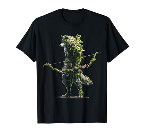 Wolf Pfeil und Bogen Pflanzen Männer Tierwelt Tier Kunstwerk Wolf T-Shirt von @n!mal