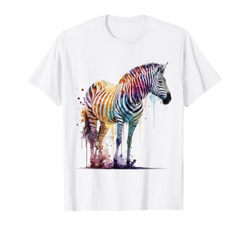 zebra bunt kunst tiere druck tiermotiv zebra T-Shirt von @n!mal