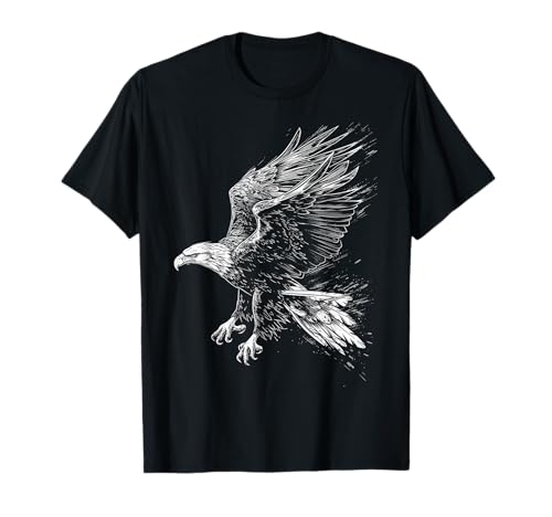 @n!mal Adler Zeichnung Tier Grafik Kunst Adler T-Shirt Schwarz Unisex Kinder/Erwachsene Klein Klassisch von @n!mal