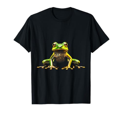 @n!mal Frosch Portrait Tier Kunst Illustration Grafik Frosch T-Shirt Schwarz S Klassisch Crew Neck Kurzarm Unisex Erwachsene Kinder Tierliebhaber Alle Altersgruppen und Geschlechter von @n!mal