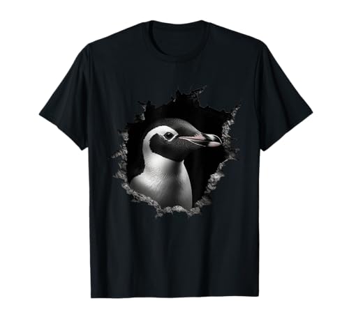 @n!mal Pinguin Wand - Tiere Pinguin T-Shirt Schwarz Unisex-Kinder, Unisex-Erwachsene Klassisches Kurzarm-T-Shirt mit Pinguin-Motiv von @n!mal