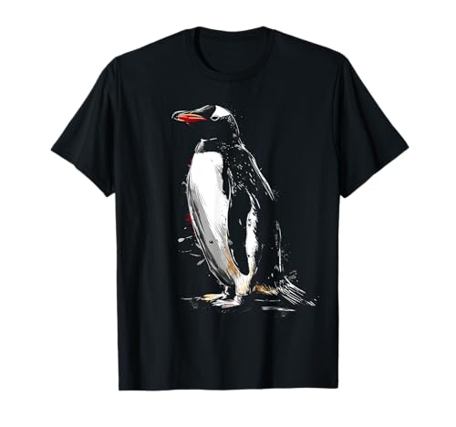 @n!mal Pinguin Zeichnung Tier Zoo Kunst Pinguin T-Shirt Schwarz Unisex Kinder/Erwachsene Kurzarm Klassisch Pinguin-T-Shirt von @n!mal