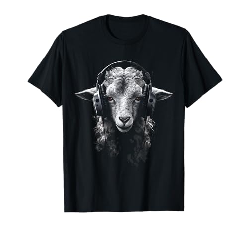 @n!mal Schaf-Kopfhörer Tierzoo Musik Kunst Schaf T-Shirt Schwarz Unisex Kinder/Erwachsene Klein Klassisch Tierdruck Pull-On 1 Count 0 Taschen von @n!mal