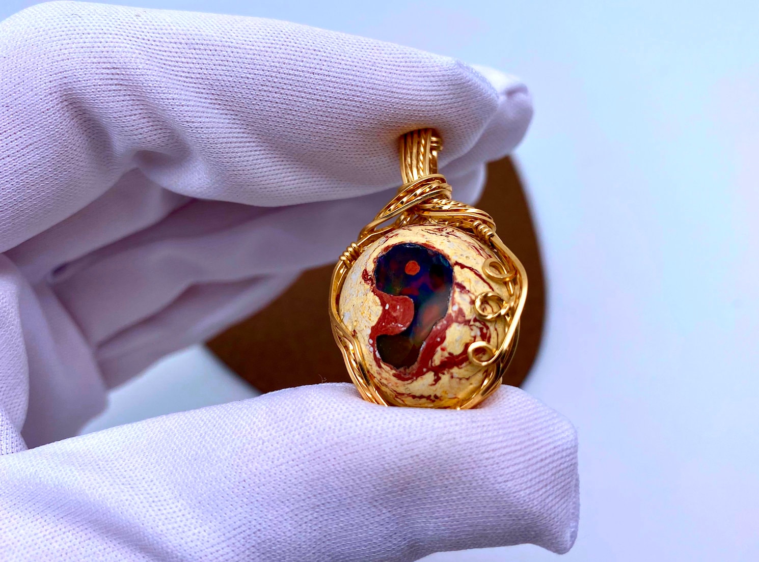 32Ct Unique Feuer Opal Mexiko, 14 Karat Unikat Gold Anhänger Mit Highquality Feuer Opal Aus Mexiko 32Ct Unique Feuer Opal Mexiko, 14 Karat Unikat Gold Anhänger Mit Highquality Feuer Opal Aus Mexiko von nAturaIArT