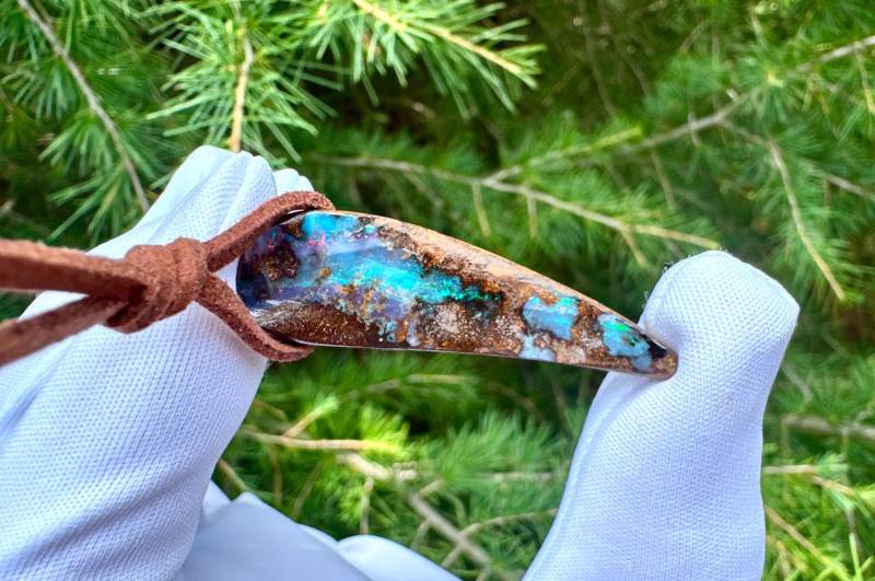 34Ct Highquality Lightning Ridge Opal Anhänger Cosmic.blue | Seitlich Gebohrt von nAturaIArT