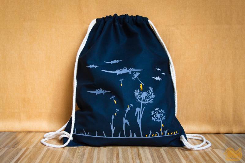 Pusteblume Turnbeutel/Rucksack Mit Motiv Aus Flock in Dunkelblau - Für's Festival Als Einkaufstasche Oder Für Den Sport Gymsac von naaknaak