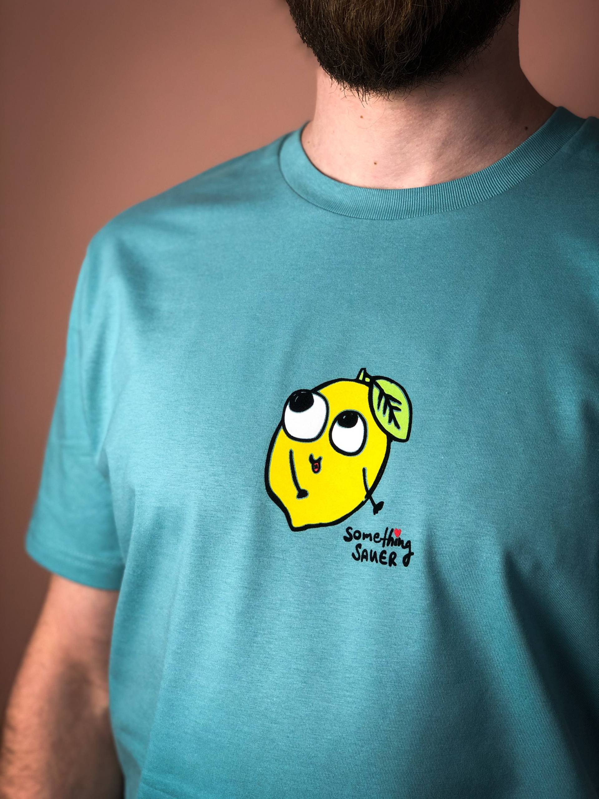 Zitronen Männer T-Shirt Something Sauer Bio Shirt Blau Mit Lustigem Druck Motiv Aus Flock Für Obst Liebhaber + Weitere Farben von naaknaak