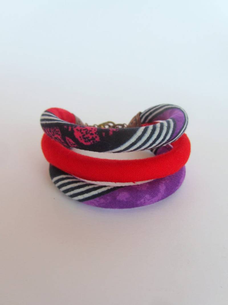 Red African Print Fabric Cuff Armband - 19, 5 cm von nad205