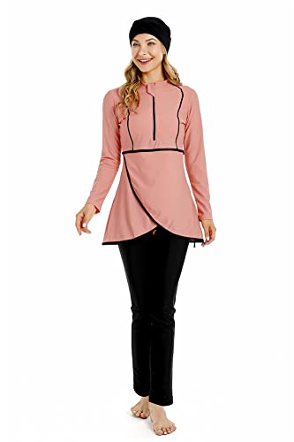 Muslimische Badeanzüge für Damen Modest Bademode Plus Size Burkini Islamischer Badeanzug Badeanzug mit Langen Ärmeln (M, X5) von nadamuSun