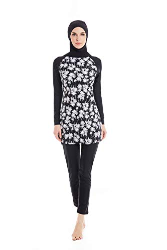 Muslimischen Damen Badeanzug Muslim Islamischen Full Cover Bescheidene Badebekleidung Modest Muslim Swimwear Beachwear Burkini（Detachable Hijab-5，M） von nadamuSun