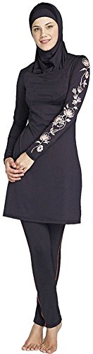 Muslimischen Damen Badeanzug Muslim Islamischen Full Cover Bescheidene Badebekleidung Modest Muslim Swimwear Beachwear Burkini（Detachable Hijab-6，S） von nadamuSun