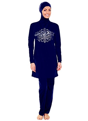 Muslimischen Damen Badeanzug Muslim Islamischen Full Cover Bescheidene Badebekleidung Modest Muslim Swimwear Beachwear Burkini (Asien M ~~ EU-Größe 36-38, Hijab Connected-8) von nadamuSun