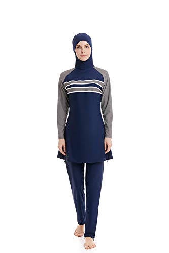 Muslimischen Damen Badeanzug Muslim Islamischen Full Cover Bescheidene Badebekleidung Modest Muslim Swimwear Beachwear Burkini (Asien S ~~ EU-Größe 34-36, Hijab Connected-7) von nadamuSun
