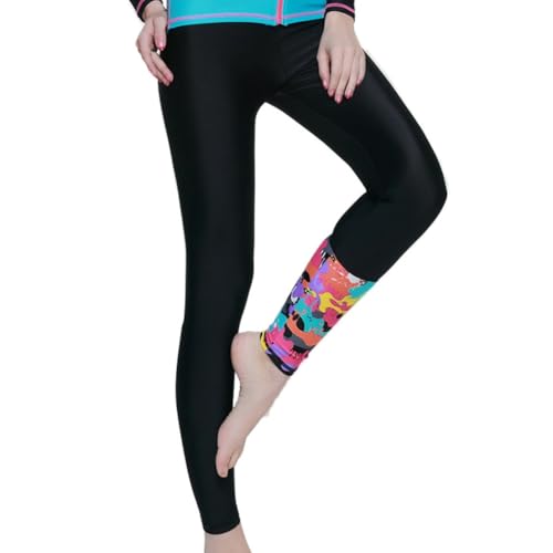 nadamuSun Schwimm Leggings Damen UV Schutz Schwimmhose Hose Bademode Watersport (Black, L) von nadamuSun