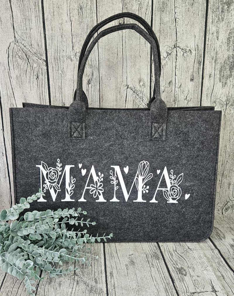 xxl Filztasche | Geschenk Robuste "Mama" | Einkaufstasche, Shopping Bag von nadelkonfetti