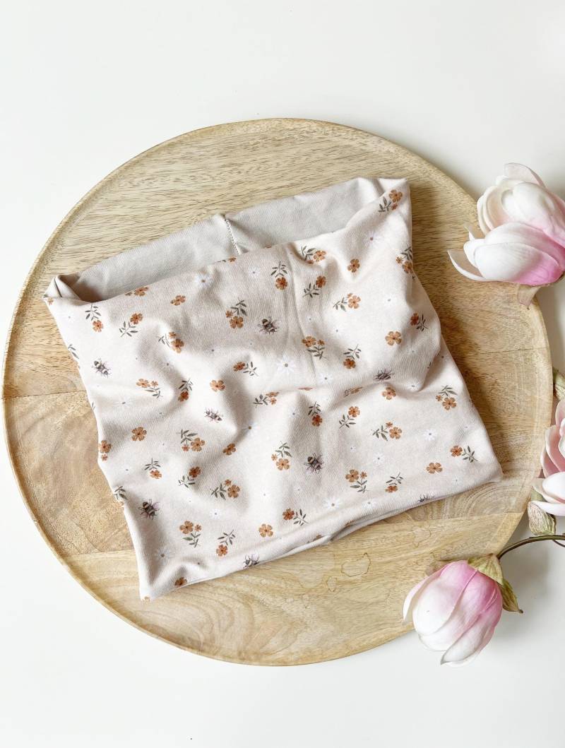 Loop Schlupfschal "Blumen' Für Baby Kind Schal Beige von nadelspinnereiwerk