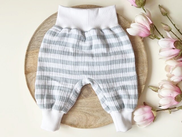 Pumphose Sommer Musselin "streifen' Gr. 68 Mint von nadelspinnereiwerk