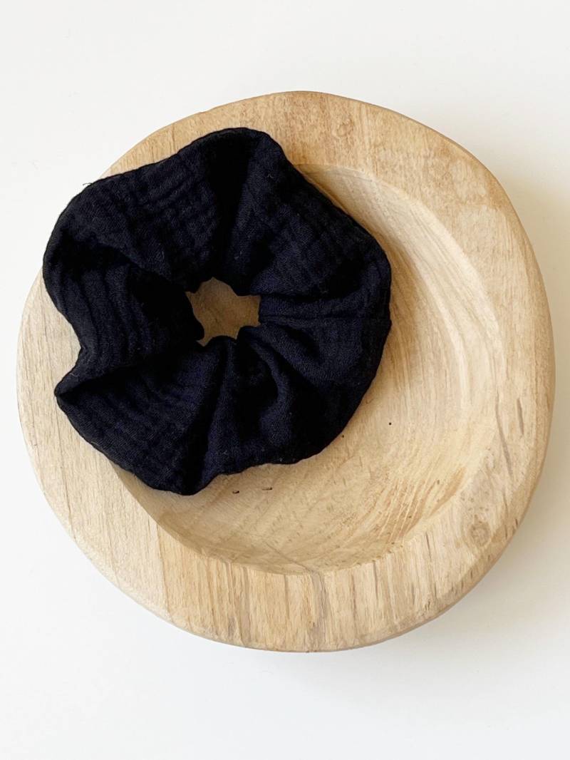 Scrunchie "Uni' Haargummi Zopfgummi Doppellagig Bio Schwarz von nadelspinnereiwerk