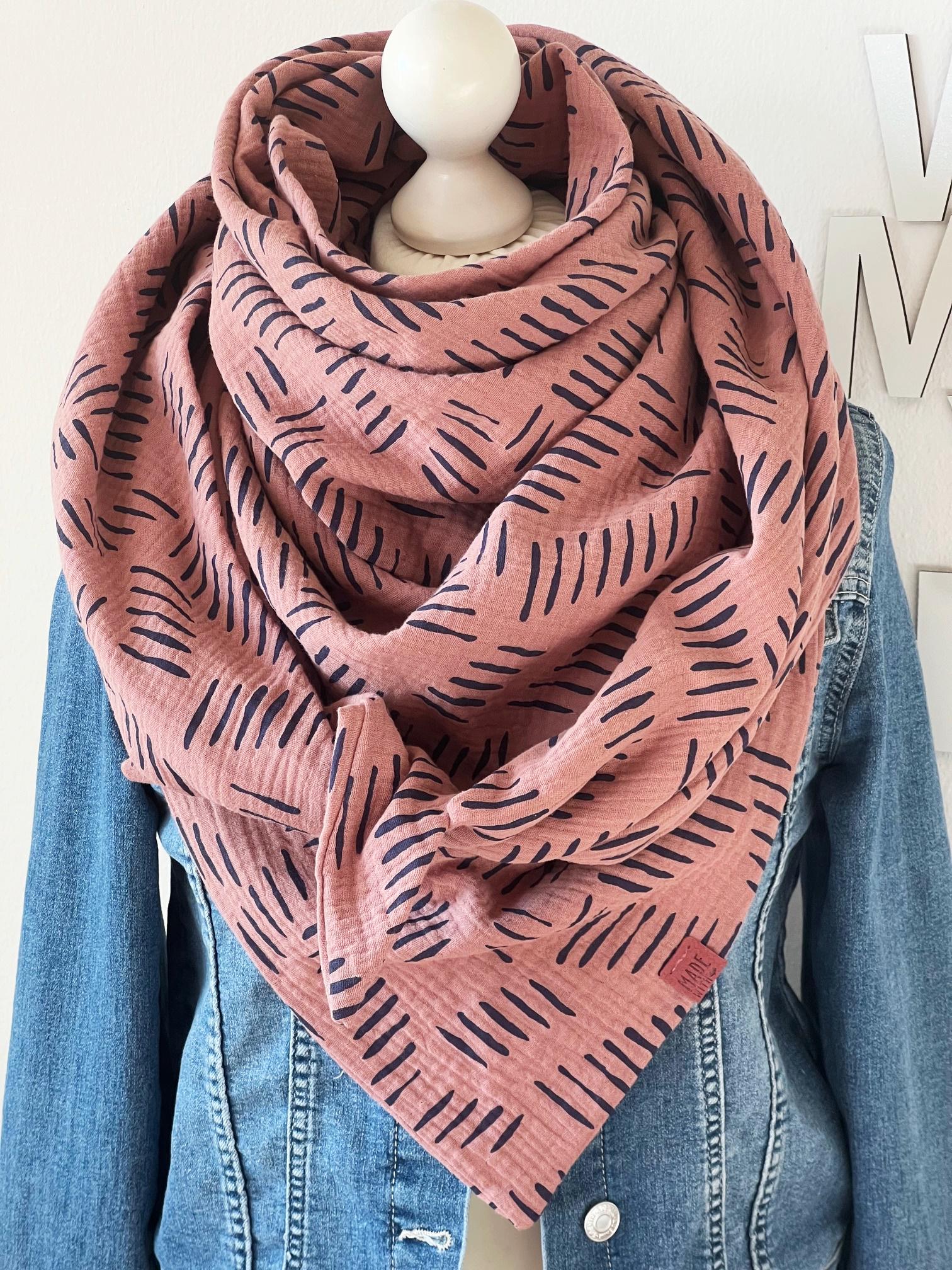 xxl Musselin Tuch "Abstract' Erwachsene Dreieckstuch Doppellagig Halstuch Blush xxl Musselin Tuch "Abstract' Erwachsene Dreieckstuch Doppellagig Halstuch Blush von nadelspinnereiwerk