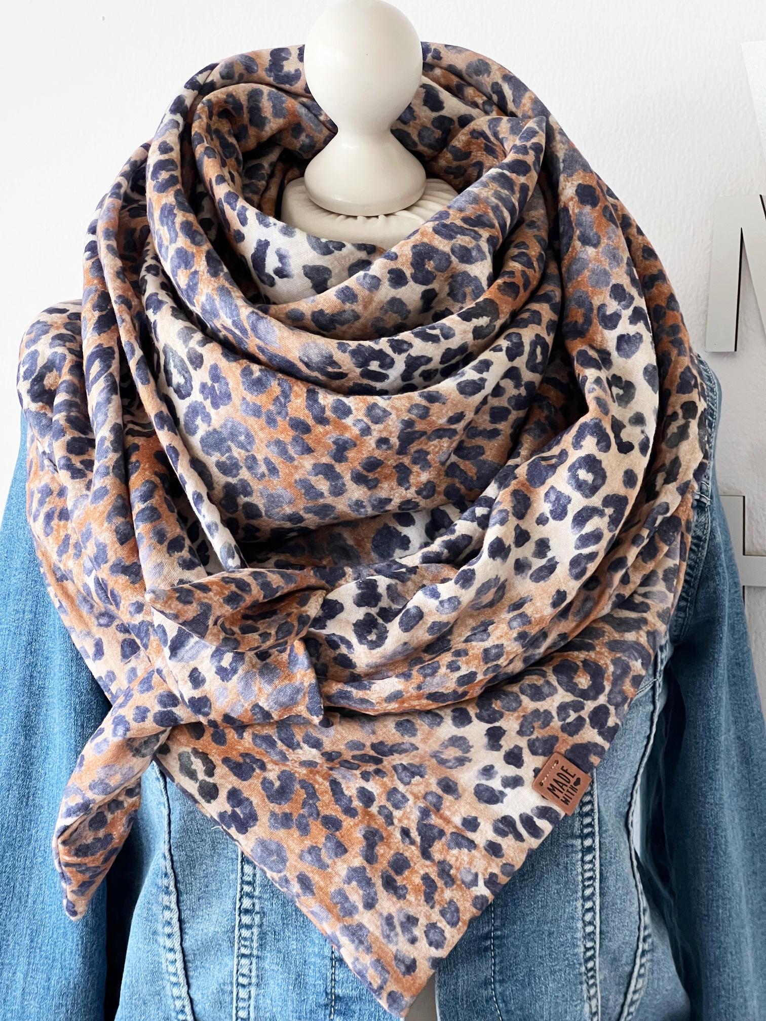 xxl Musselin Tuch "Animal Skin' Erwachsene Dreieckstuch Doppellagig Halstuch Sand Hell von nadelspinnereiwerk