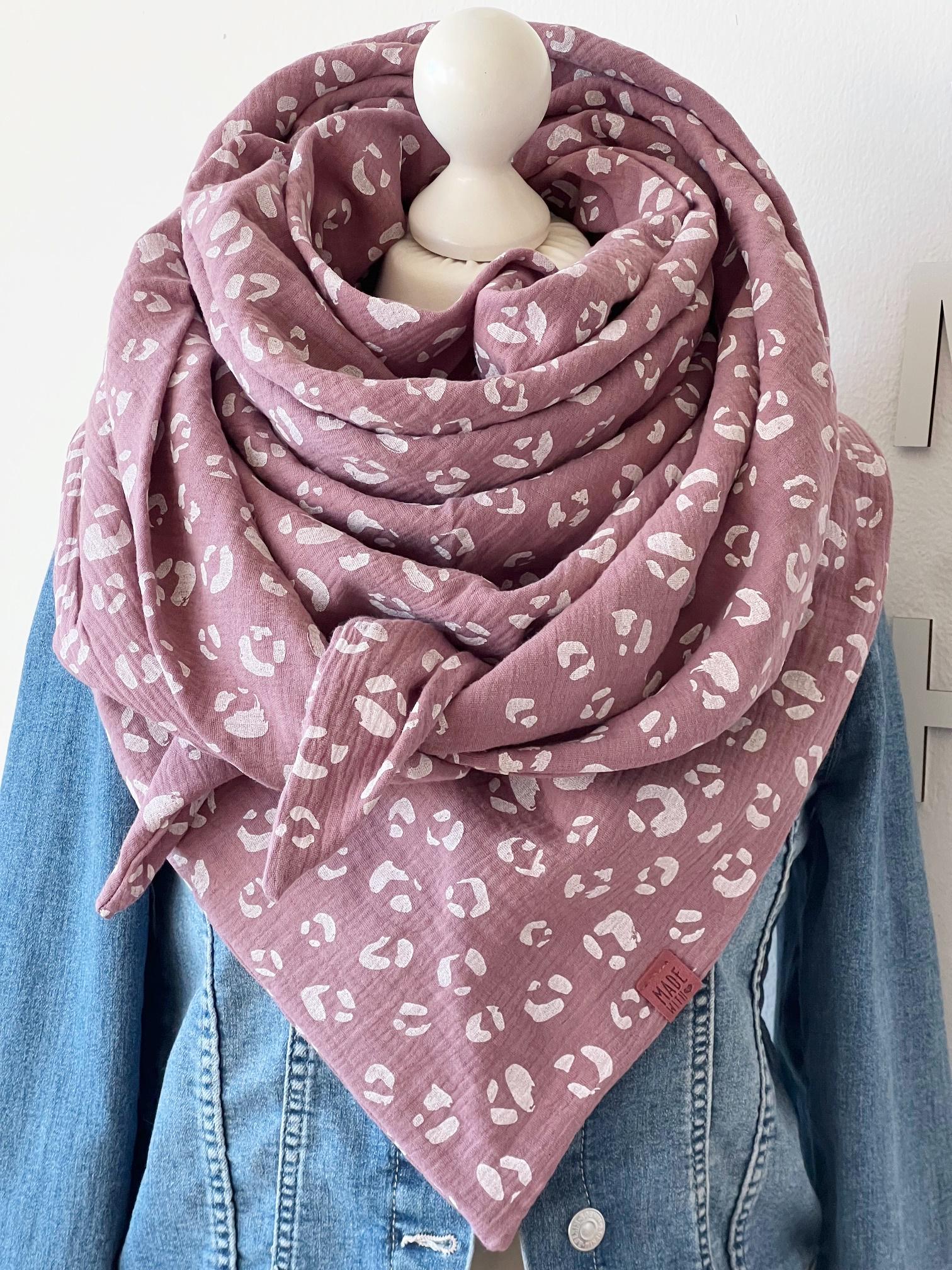 xxl Musselin Tuch "Panther' Erwachsene Dreieckstuch Doppellagig Halstuch Mauve xxl Musselin Tuch "Panther' Erwachsene Dreieckstuch Doppellagig Halstuch Mauve von nadelspinnereiwerk