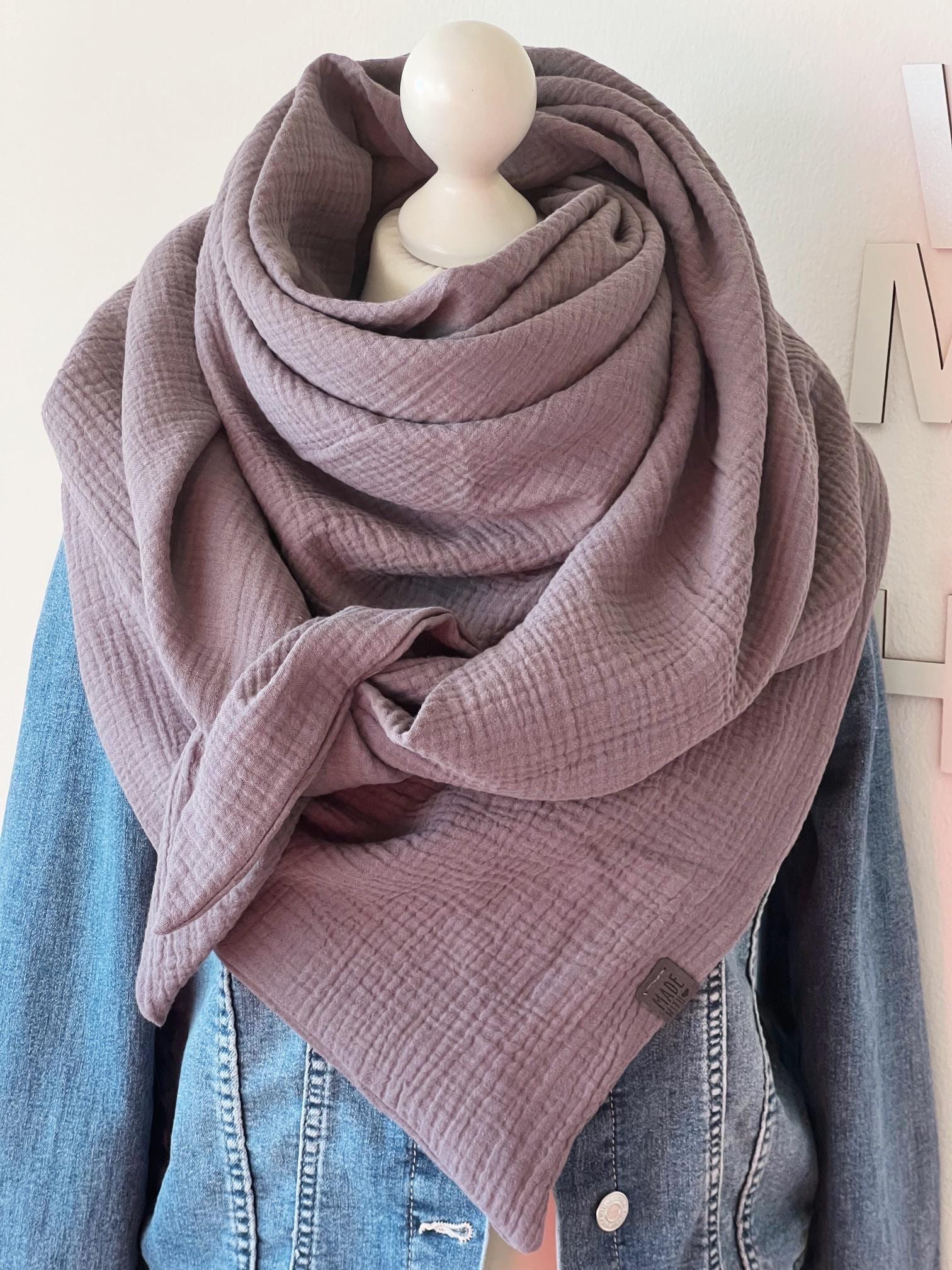 xxl Musselin Tuch "Uni' Erwachsene Dreieckstuch Doppellagig Halstuch Bio Anthrazit von nadelspinnereiwerk