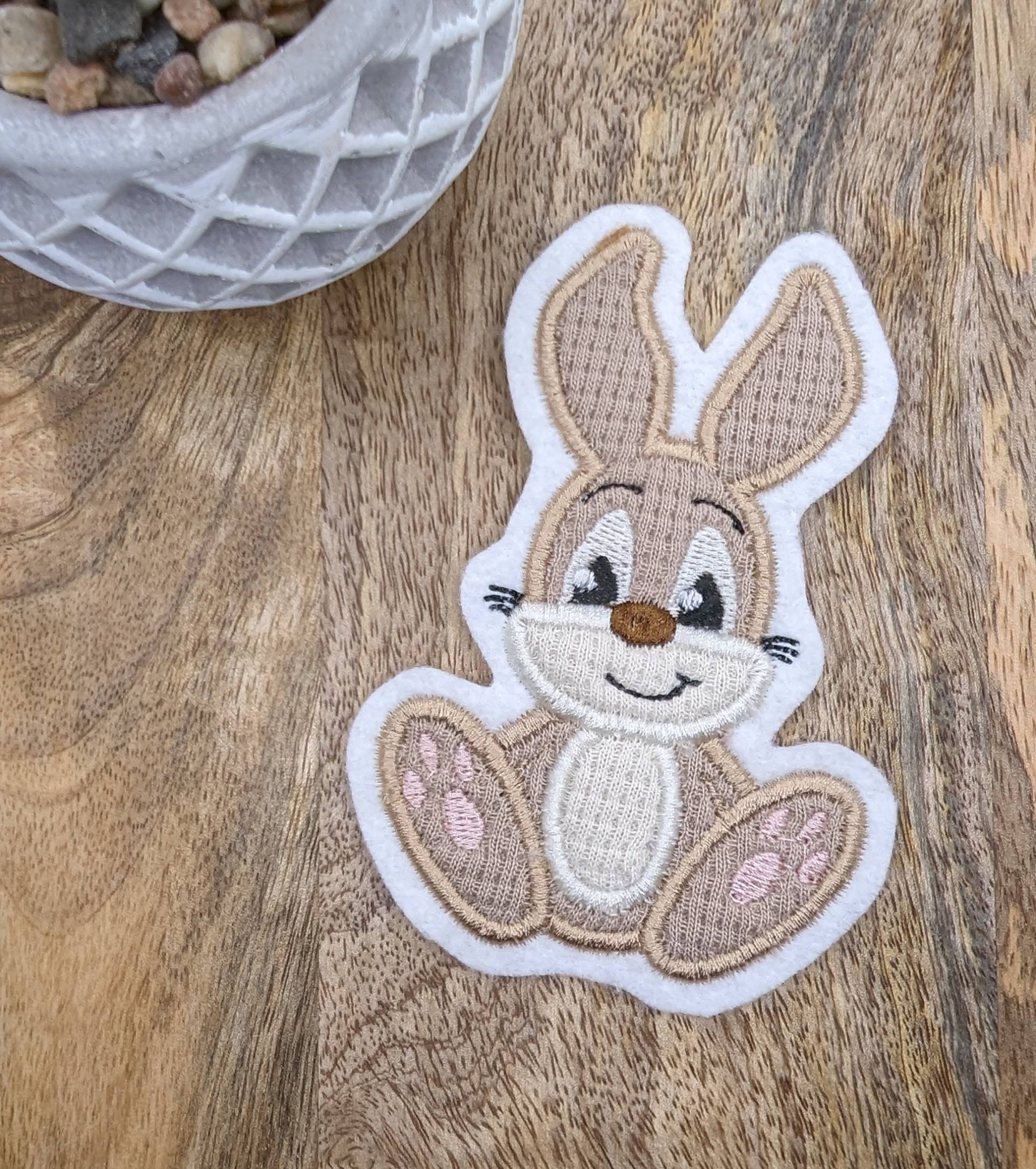 Patch/Applikation/Aufnäher/Bügelbild - Hase, Osterhase Beige, Creme, Natur von nadelunikat