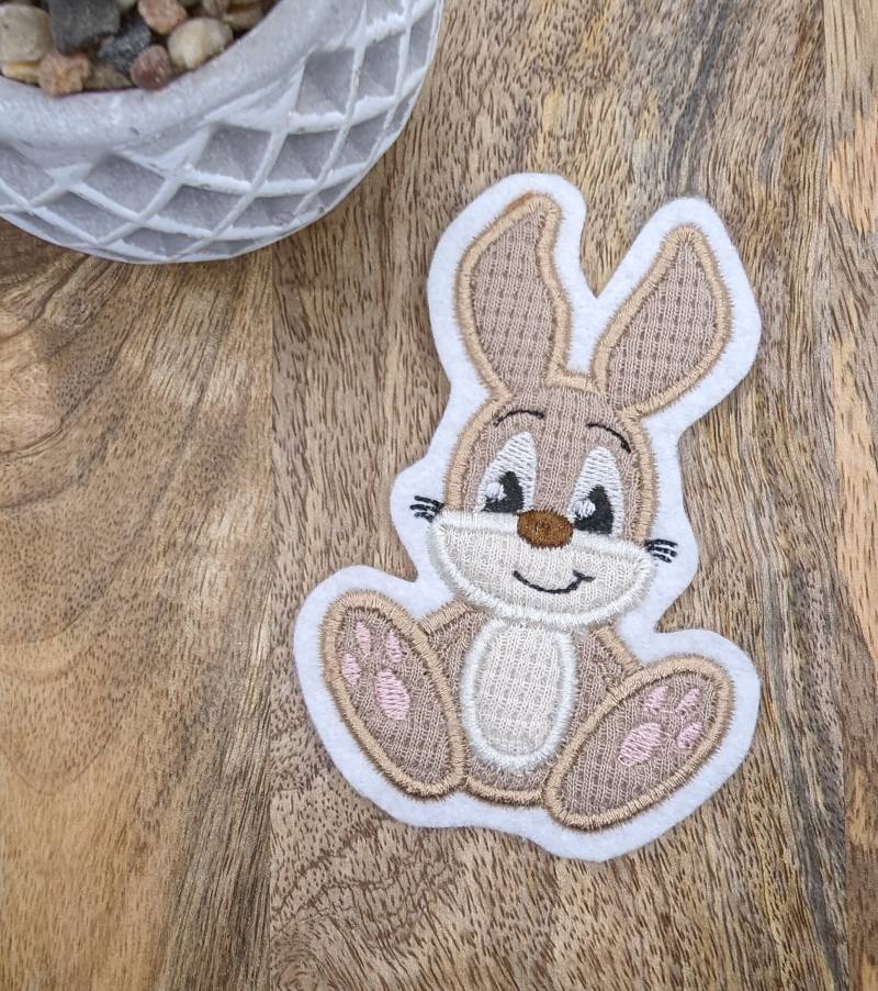 Patch/Applikation/Aufnäher/Bügelbild - Hase, Osterhase Beige, Creme, Natur von nadelunikat