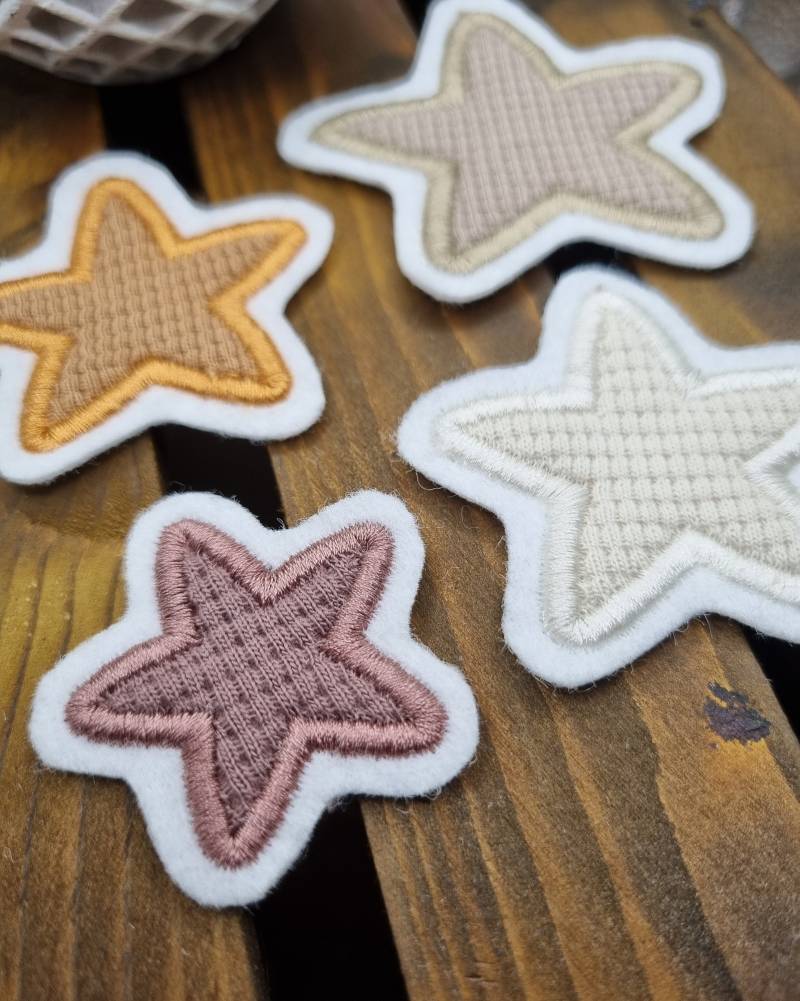 Patch/Applikation/Aufnäher/Bügelbild - Stern, Sternenhimmel Beige, Creme, Karamell, Mauve von nadelunikat