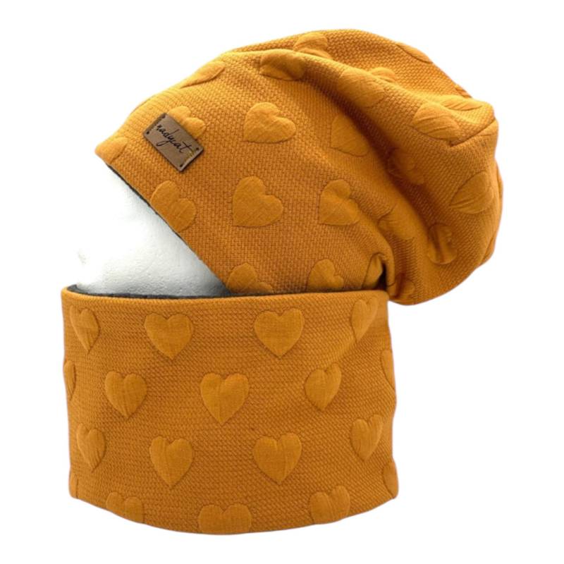 2D Herzen, Beanie Mit Passendem Loop Oder Einzeln, Winter Set, Übergangs Frühlings Geschenk Für Weihnachten von nadycat